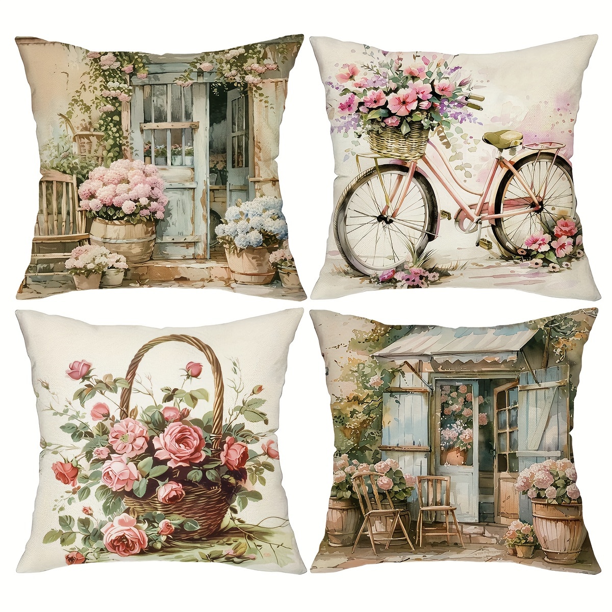 Pillow Insert 18X18 - Pillow Covers Set of 4 Vintage