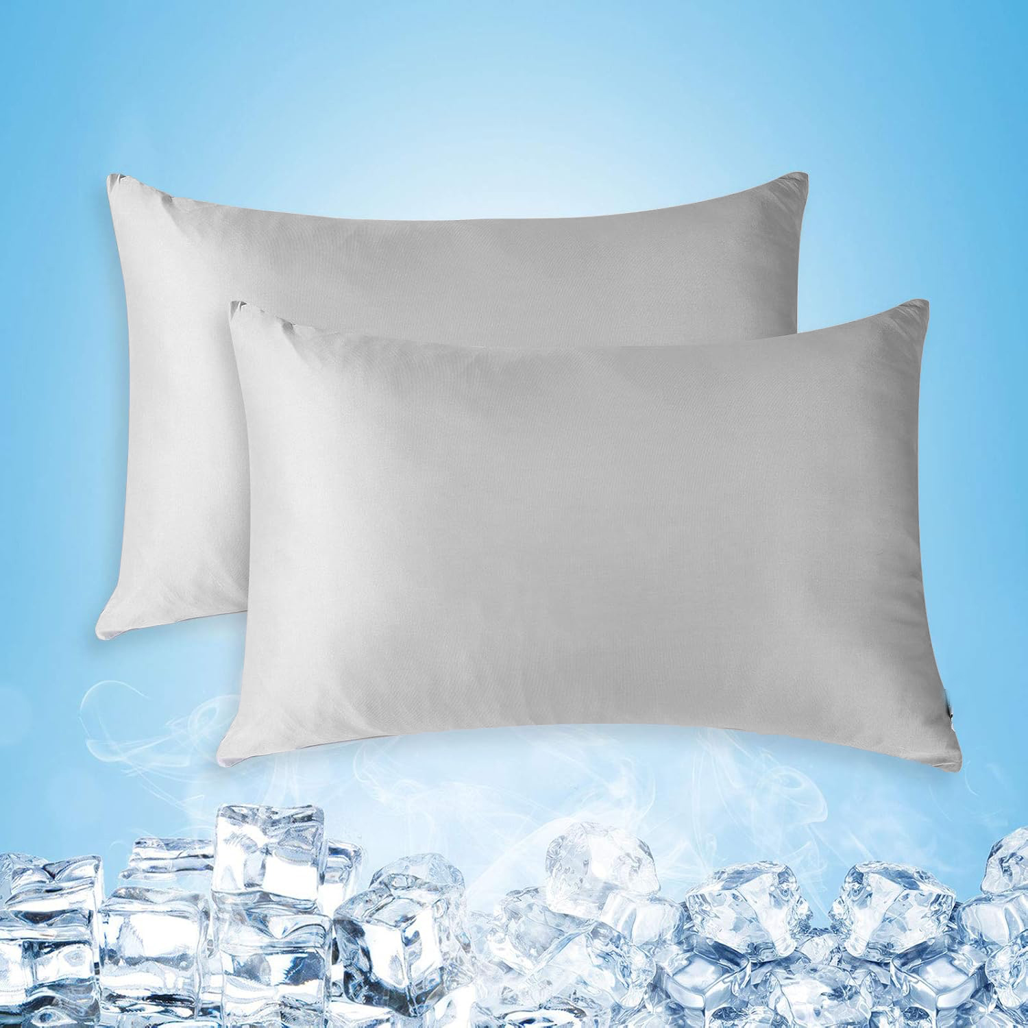 Hot Home Of Textiles - 2pcs Summer Cooling Pillowcase, King Size