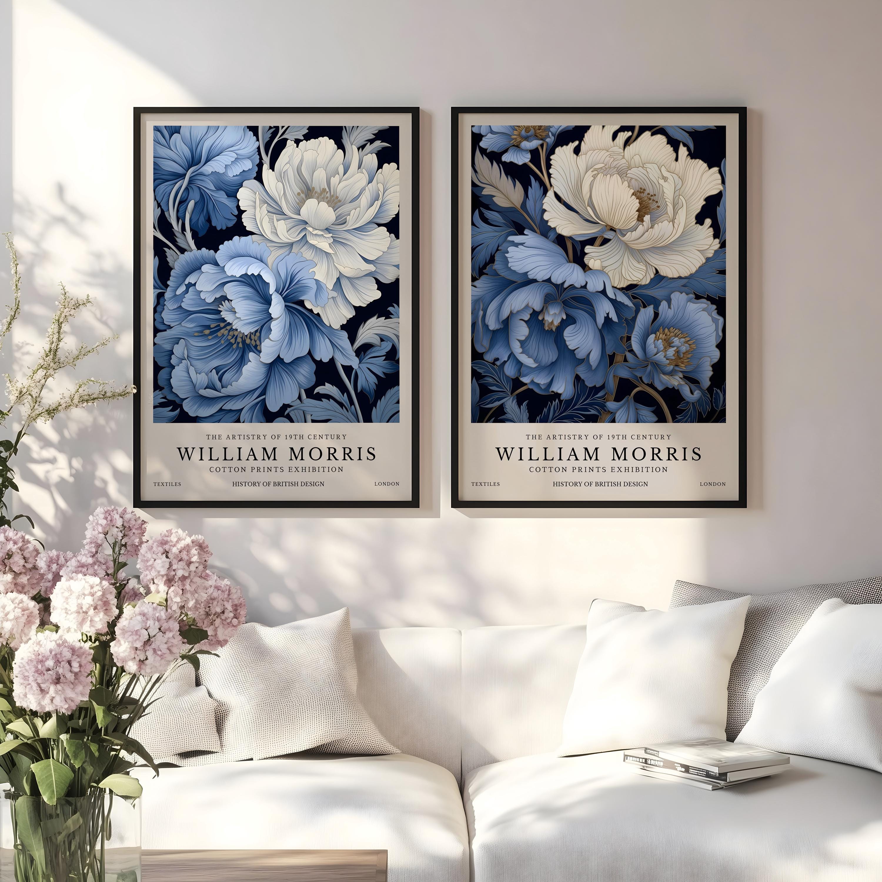 Home Textiles Exhibition - William Morris Blue Floral Prints Set