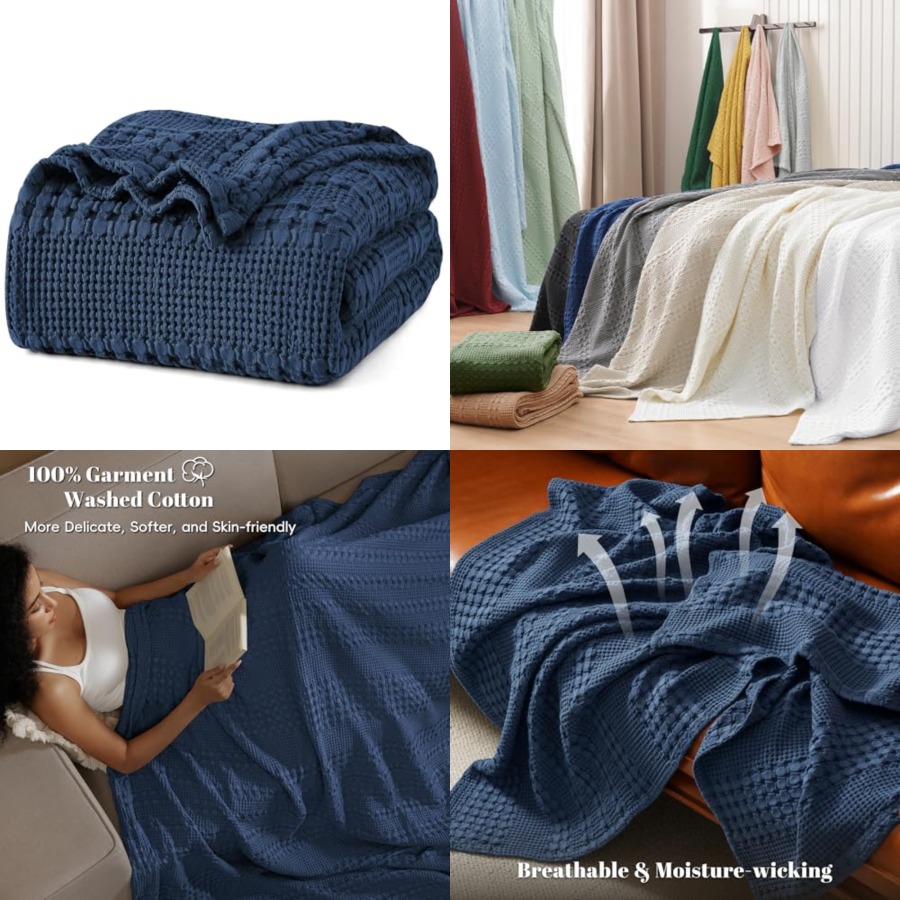 Weighted Blanket 15Lb - 100 Cotton Waffle Weave Blanket Queen