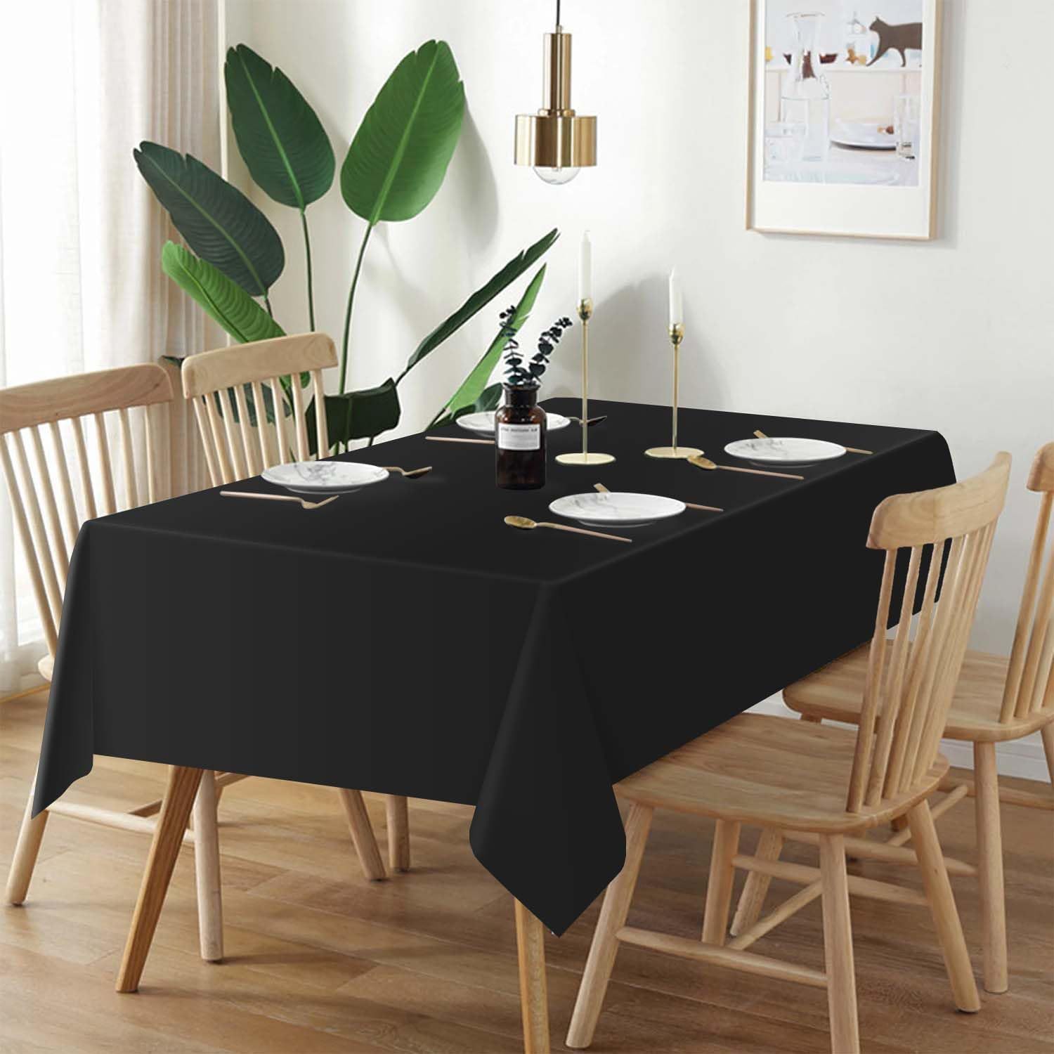 Home Textiles Exhibition - Solid Black Rectangle Tablecloth For Conference