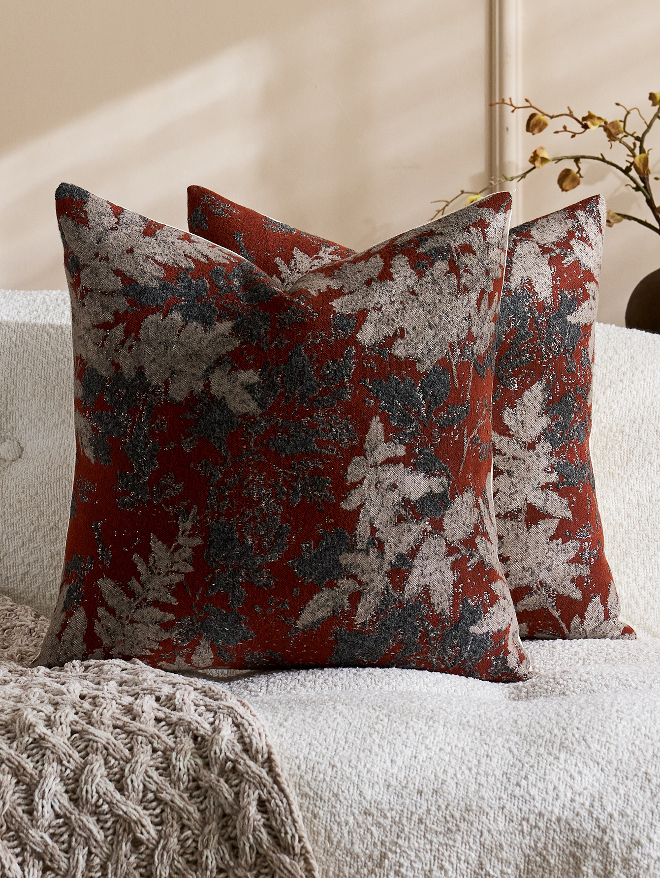 Pillow Insert 18X18 - 2pcs Neutral Leaf Pillow Covers 18x18