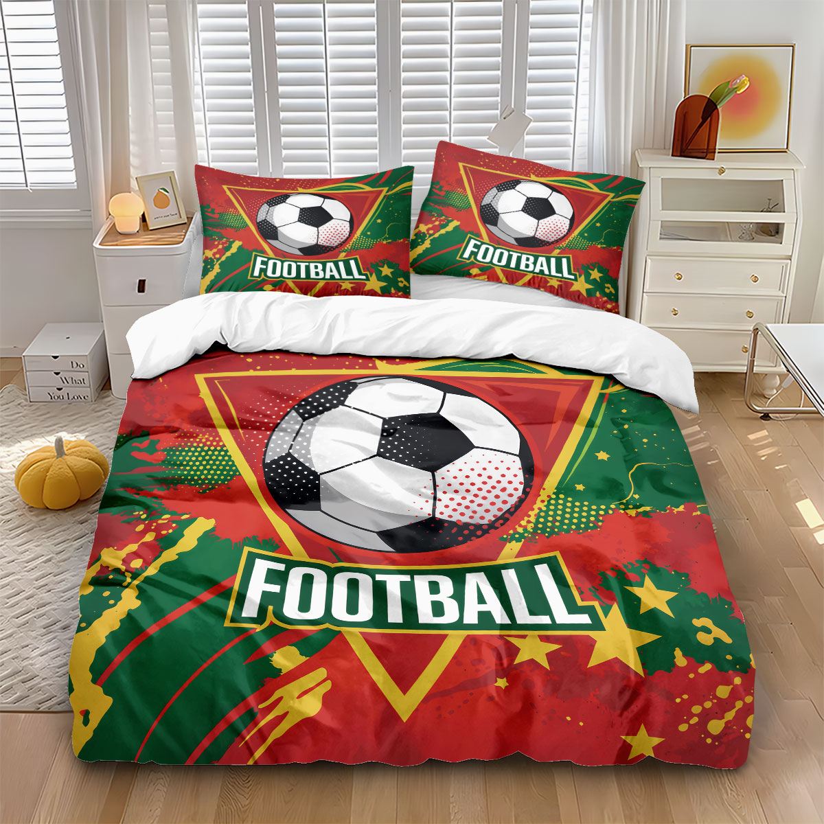 Home Textiles Bedding - Soccer Football Print Duvet Cover Set