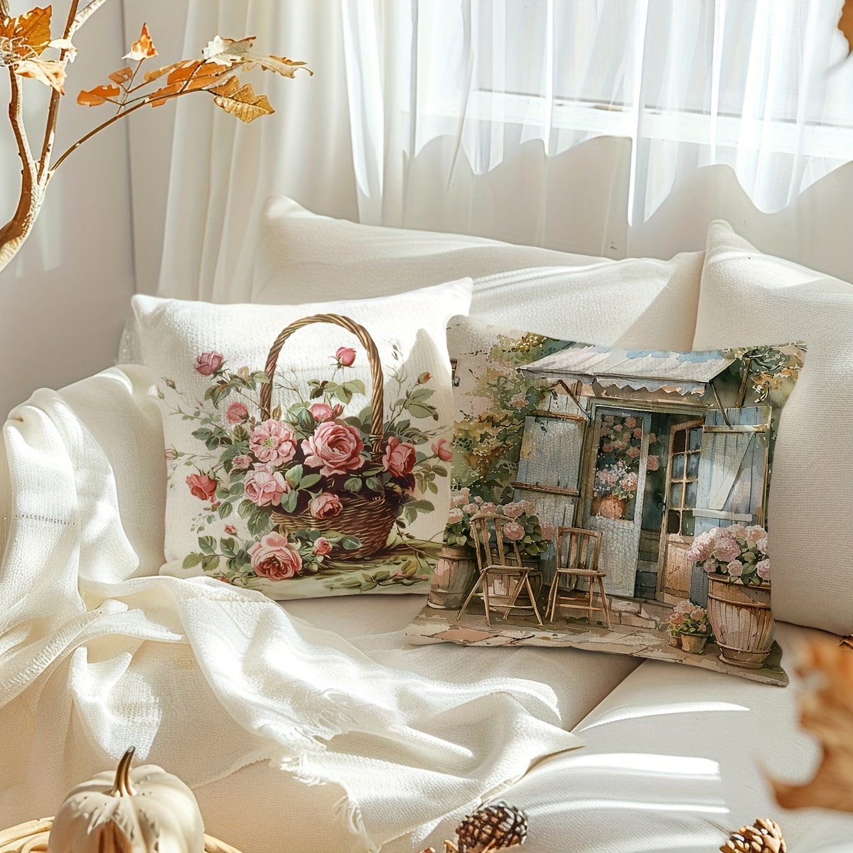 Pillow Covers Set of 4 Vintage - Pillow Insert 18X18 ulasan dan harga