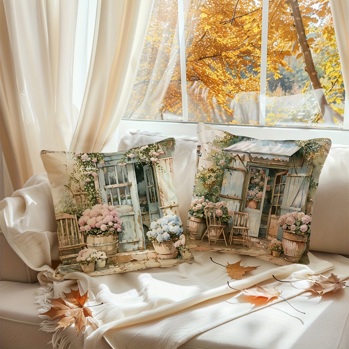 Pillow Covers Set of 4 Vintage - Pillow Insert 18X18 ulasan dan harga