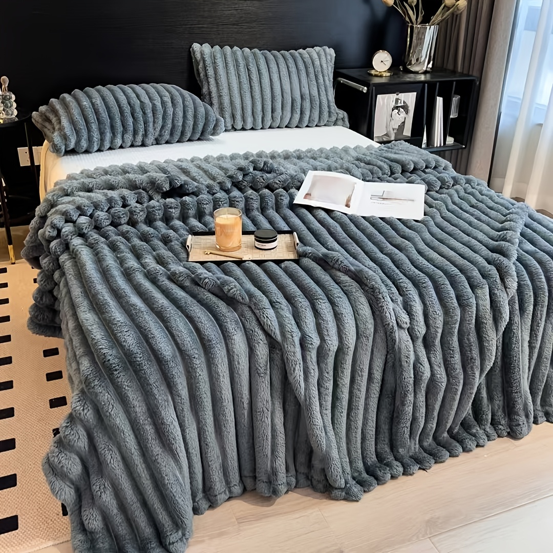 Solid Thickened Wide Striped F - Weighted Blanket 15Lb ulasan dan harga