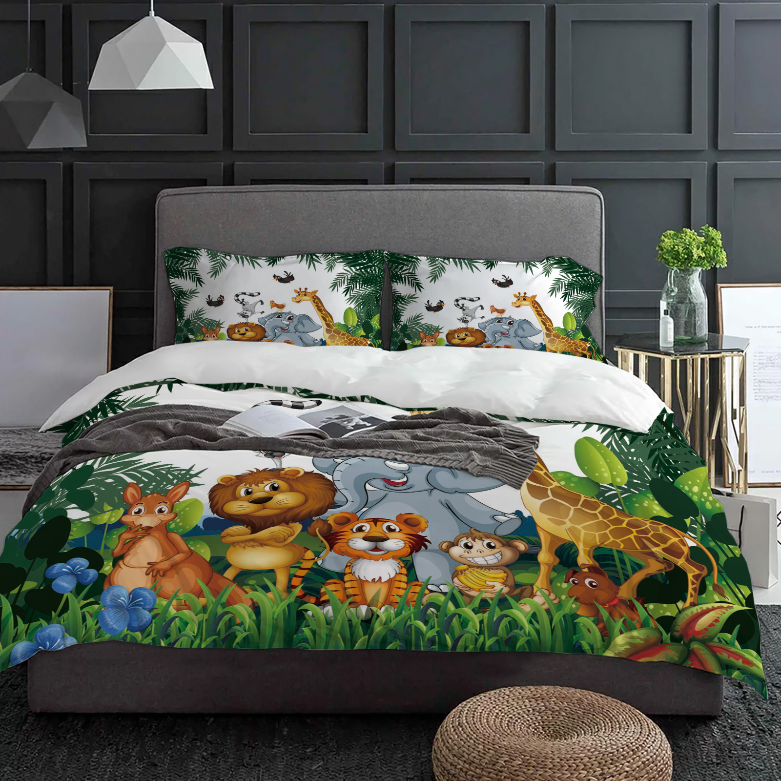 Tropical Jungle Cartoon Animal - Home Textiles Bedding ulasan dan harga