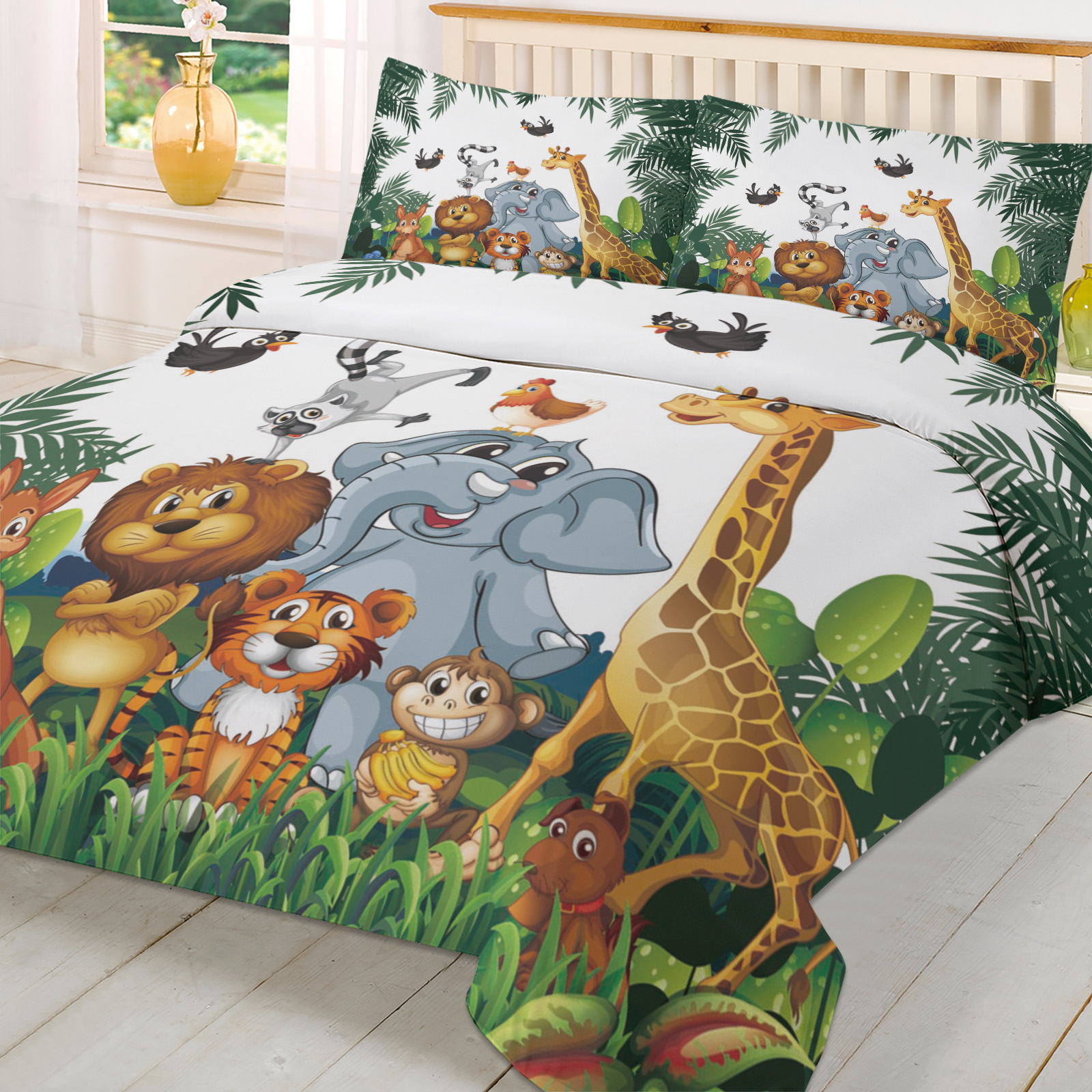 Tropical Jungle Cartoon Animal - Home Textiles Bedding ulasan dan harga