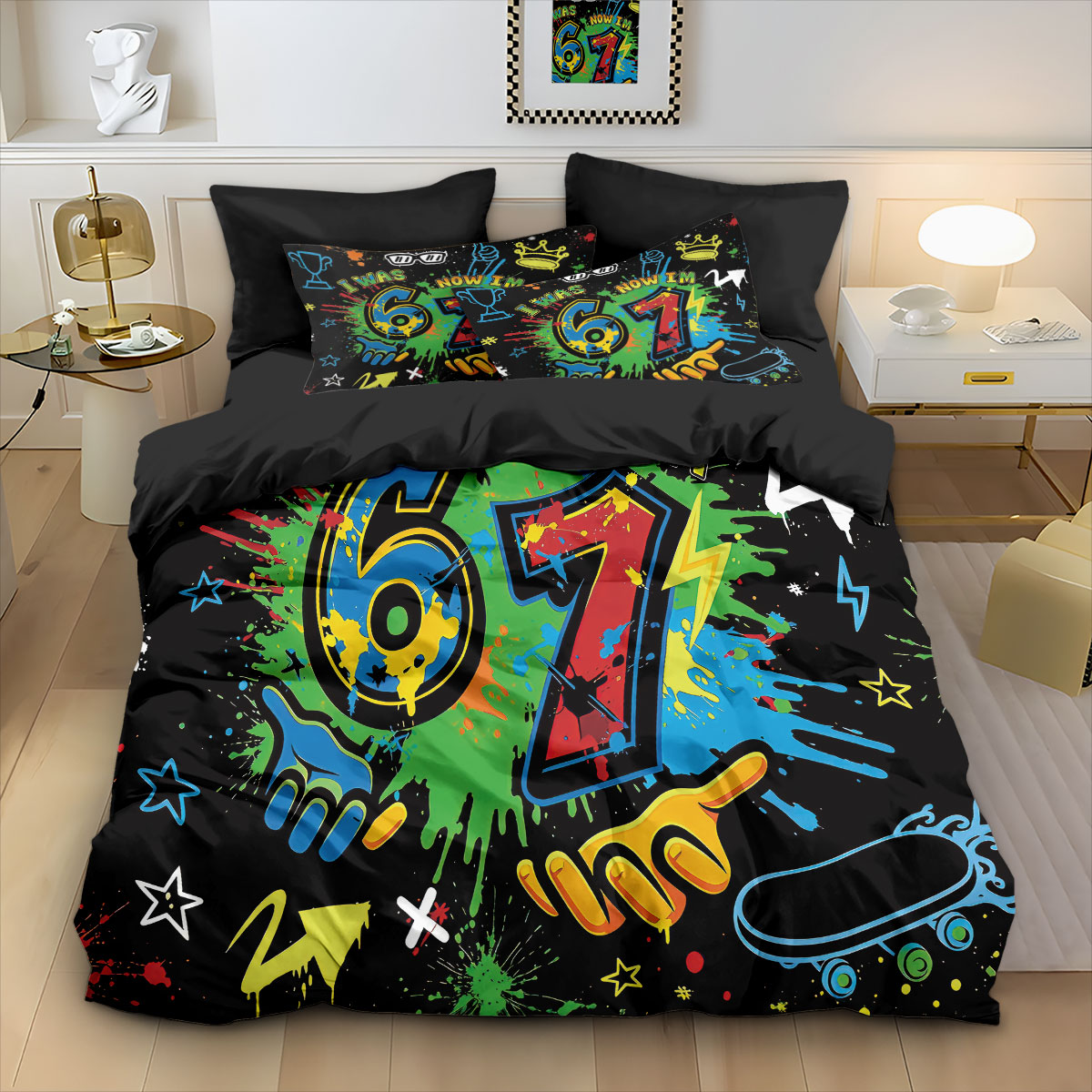 3pcs Graffiti Style Game Contr - Home Textiles Bedding ulasan dan harga