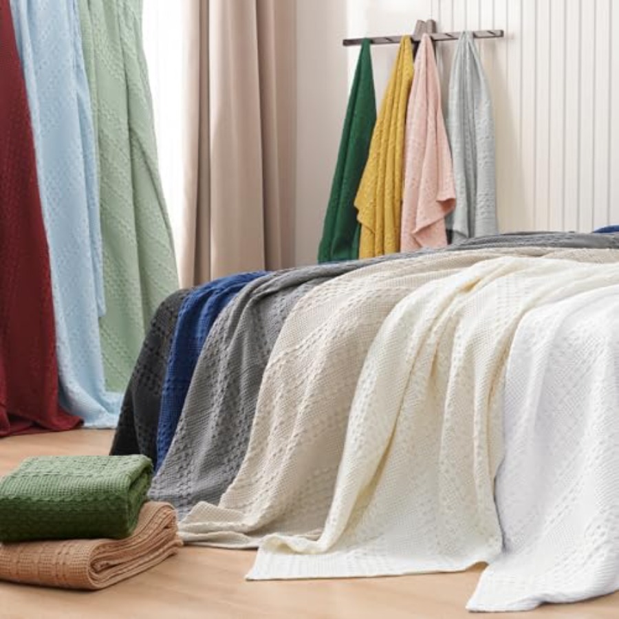 100 Cotton Waffle Weave Blanke - Weighted Blanket 15Lb ulasan dan harga
