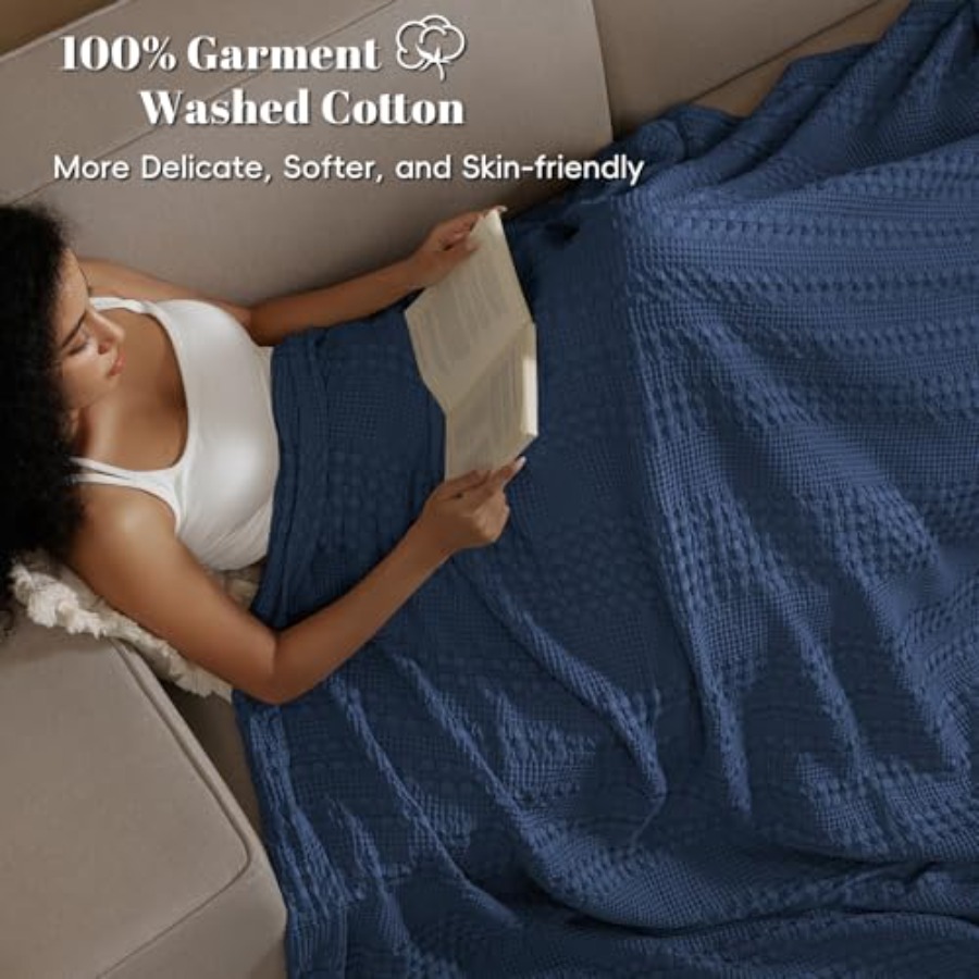100 Cotton Waffle Weave Blanke - Weighted Blanket 15Lb ulasan dan harga