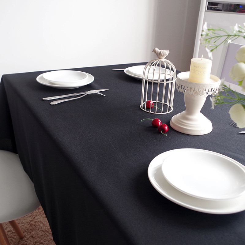 Solid Black Rectangle Tableclo - Home Textiles Exhibition ulasan dan harga