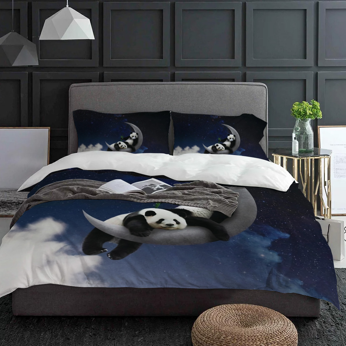 Moon Night Sky Panda Bamboo St - Home Textiles Bedding ulasan dan harga
