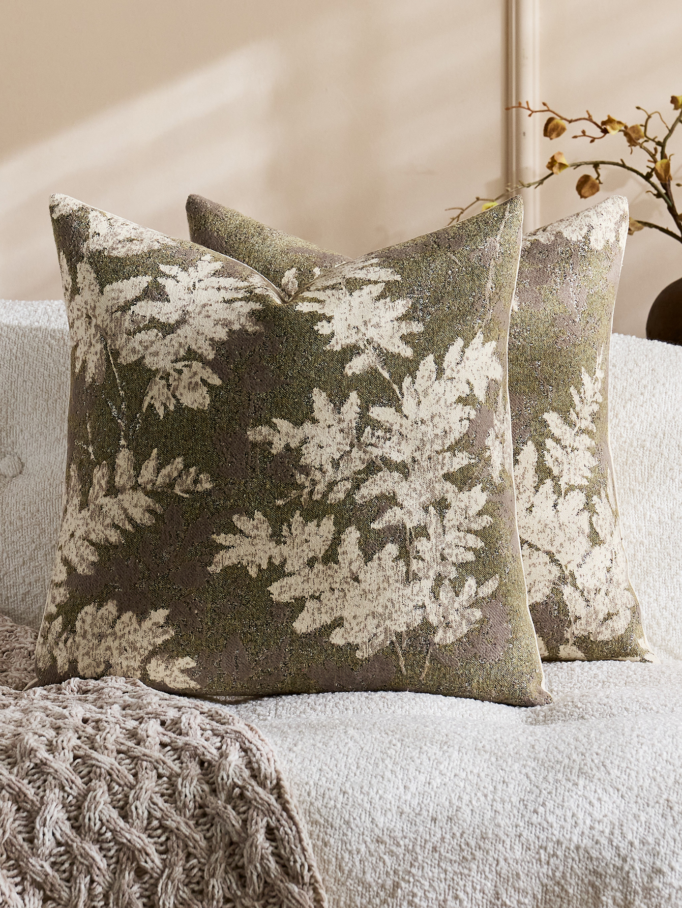 2pcs Neutral Leaf Pillow Cover - Pillow Insert 18X18 ulasan dan harga