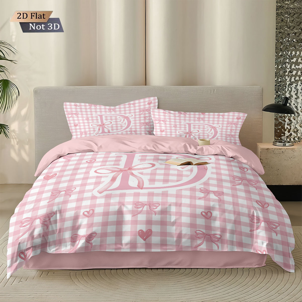 3pcs Pink Bow D-Printed Corele - Home Textiles Bedding ulasan dan harga