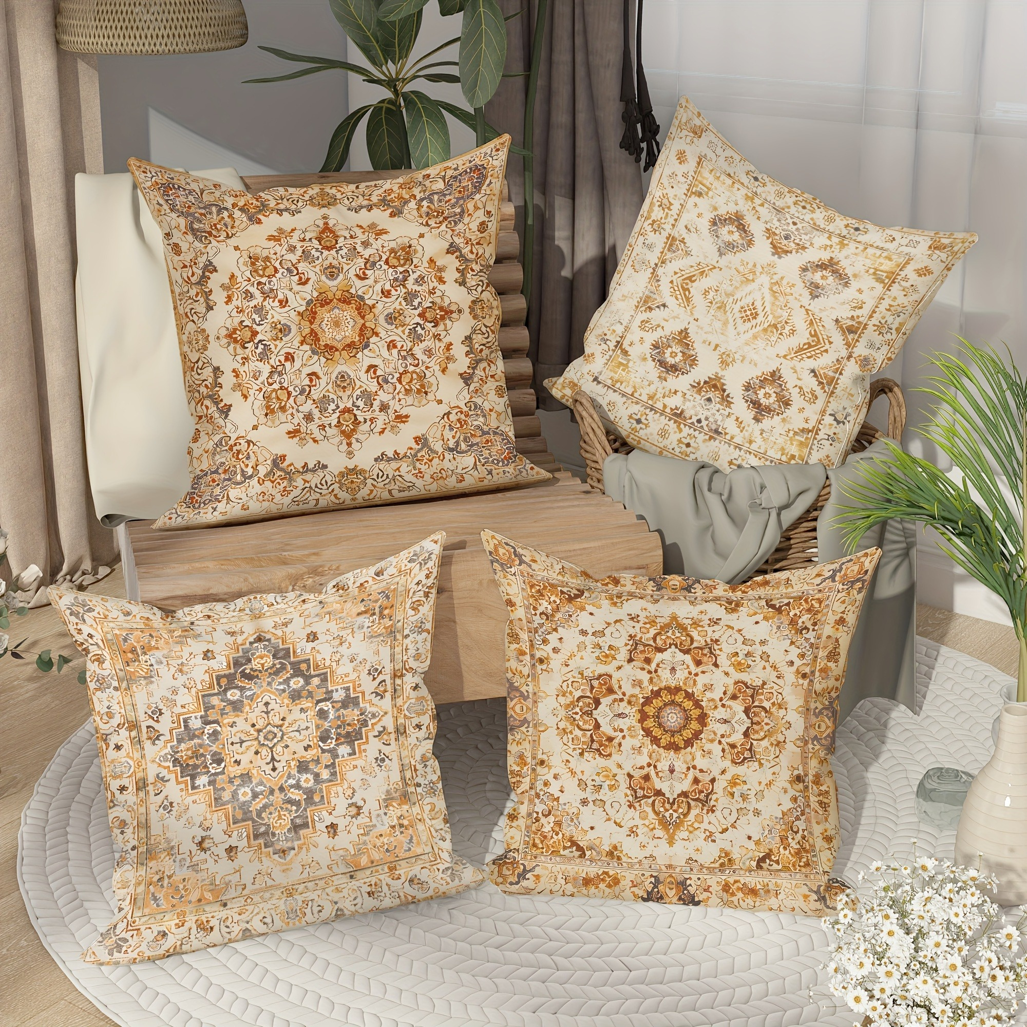 Pillow Covers Set of 4 Bohemia - Pillow Insert 18X18 ulasan dan harga