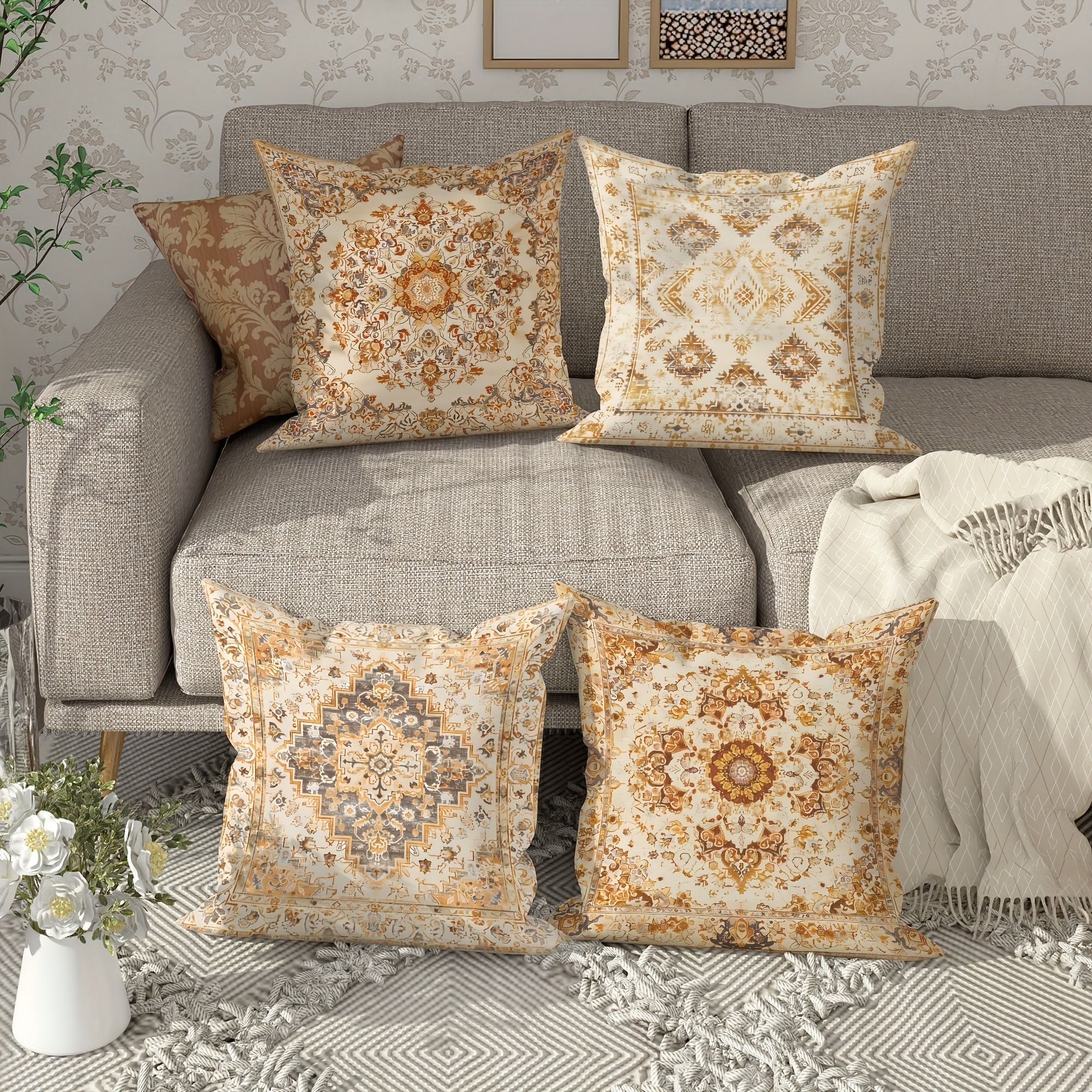 Pillow Covers Set of 4 Bohemia - Pillow Insert 18X18 ulasan dan harga