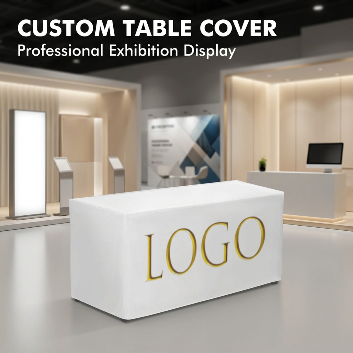 Custom White Tablecloth with G - Home Textiles Exhibition ulasan dan harga