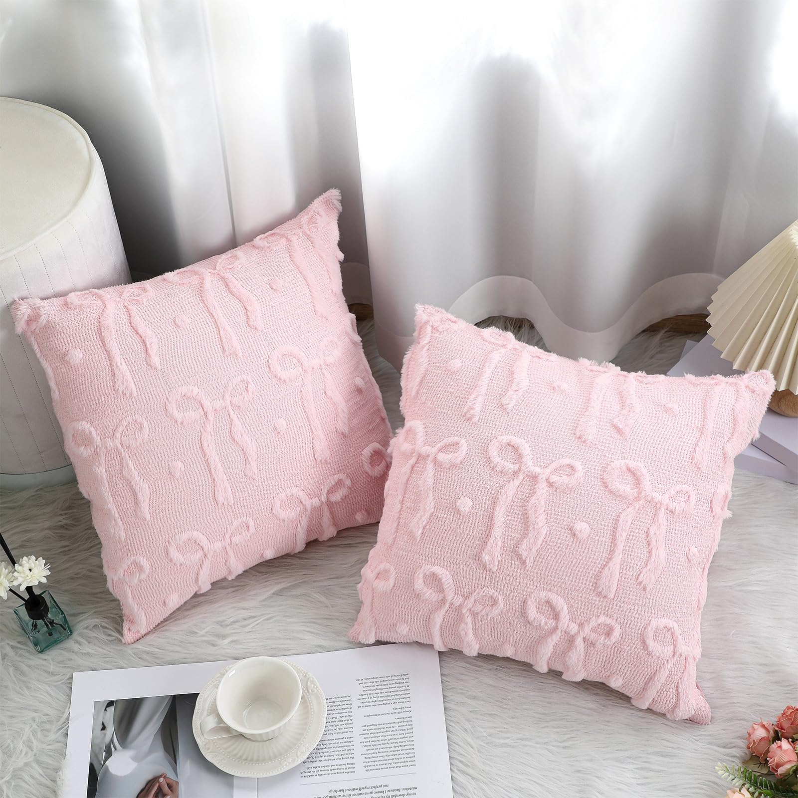 Pink Bow Throw Pillow Covers 1 - Pillow Insert 18X18 ulasan dan harga